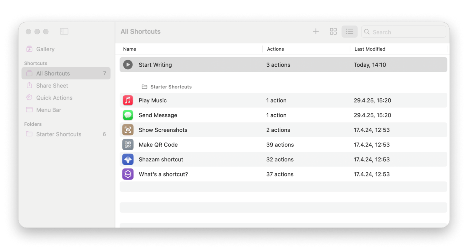 Shortcuts app