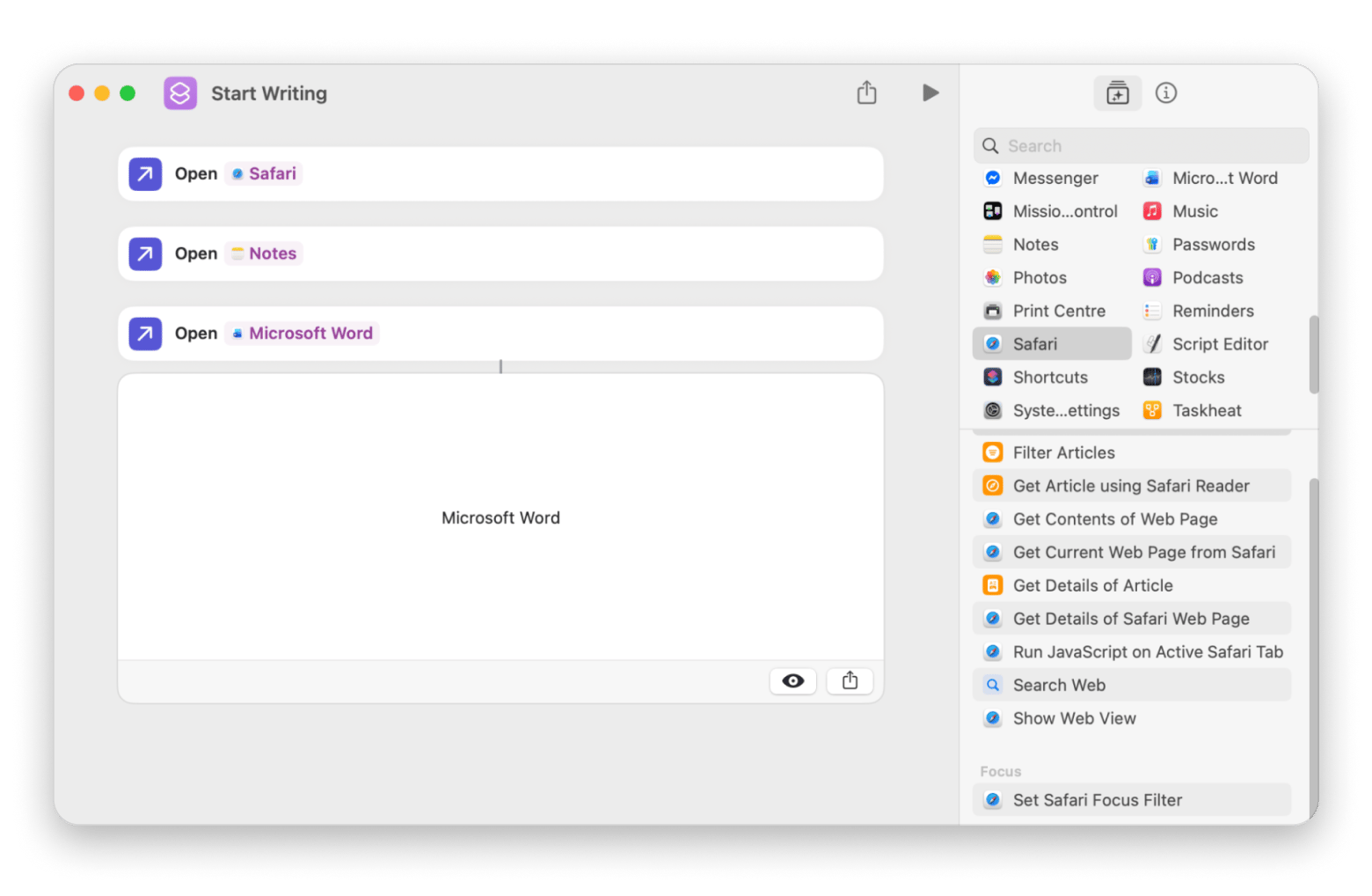 create a Siri shortcut on Mac