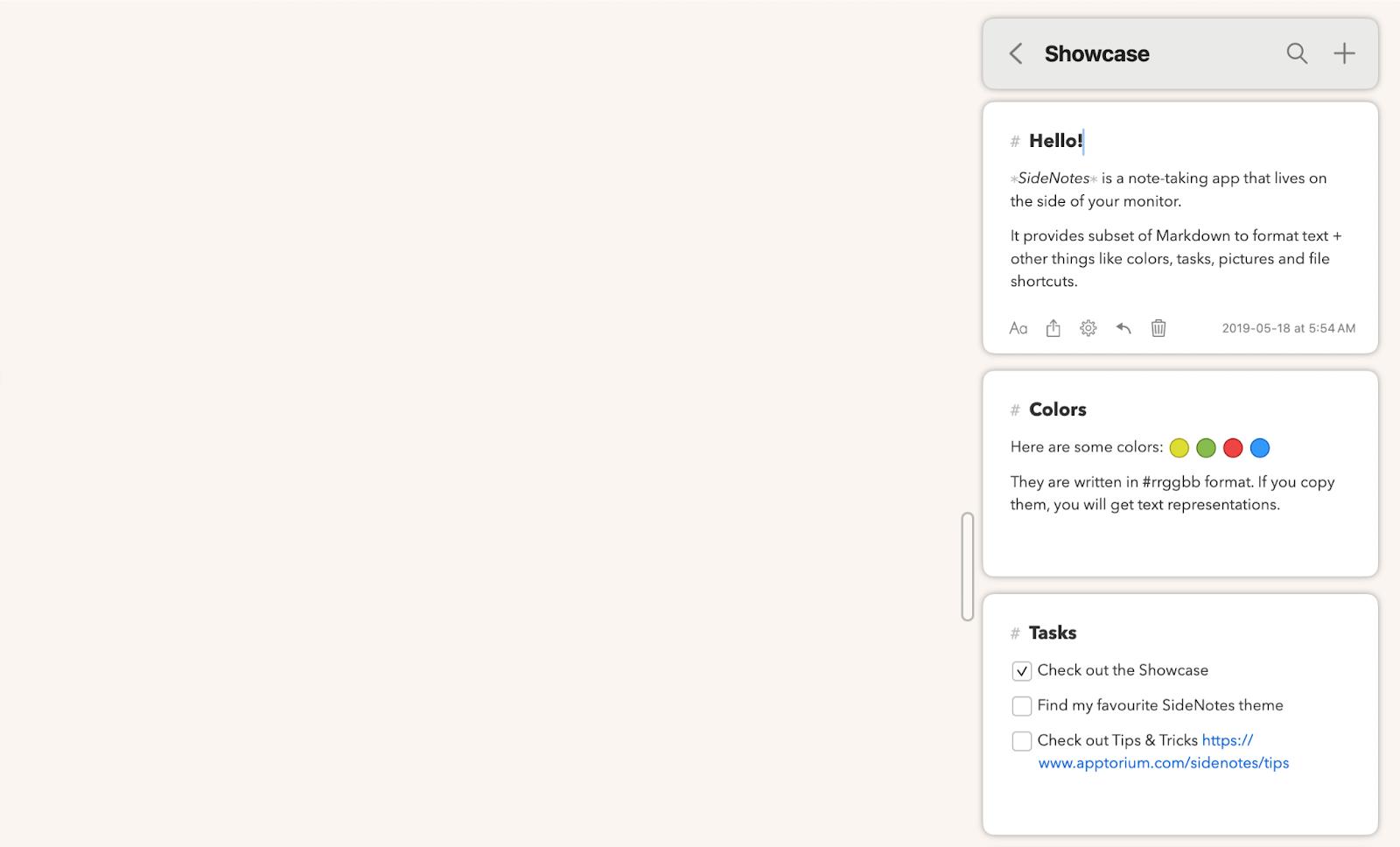 sidenotes interface