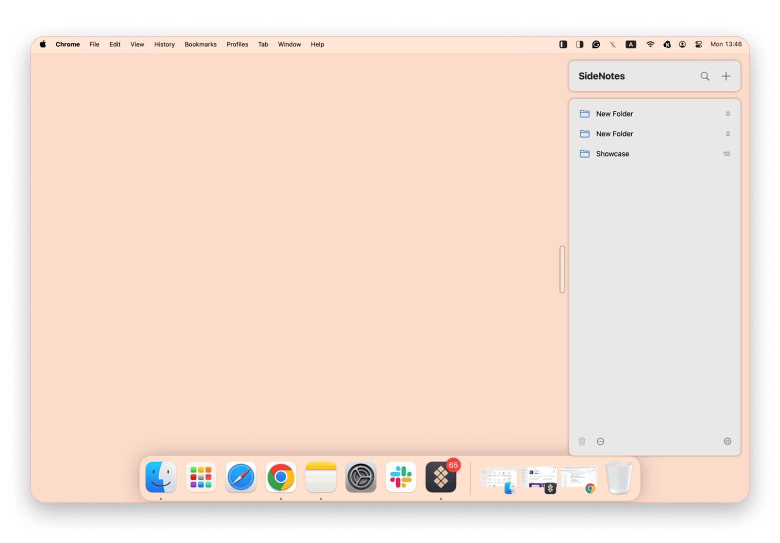 The side menu bar of SideNotes, a note-taking app that is available on Setapp