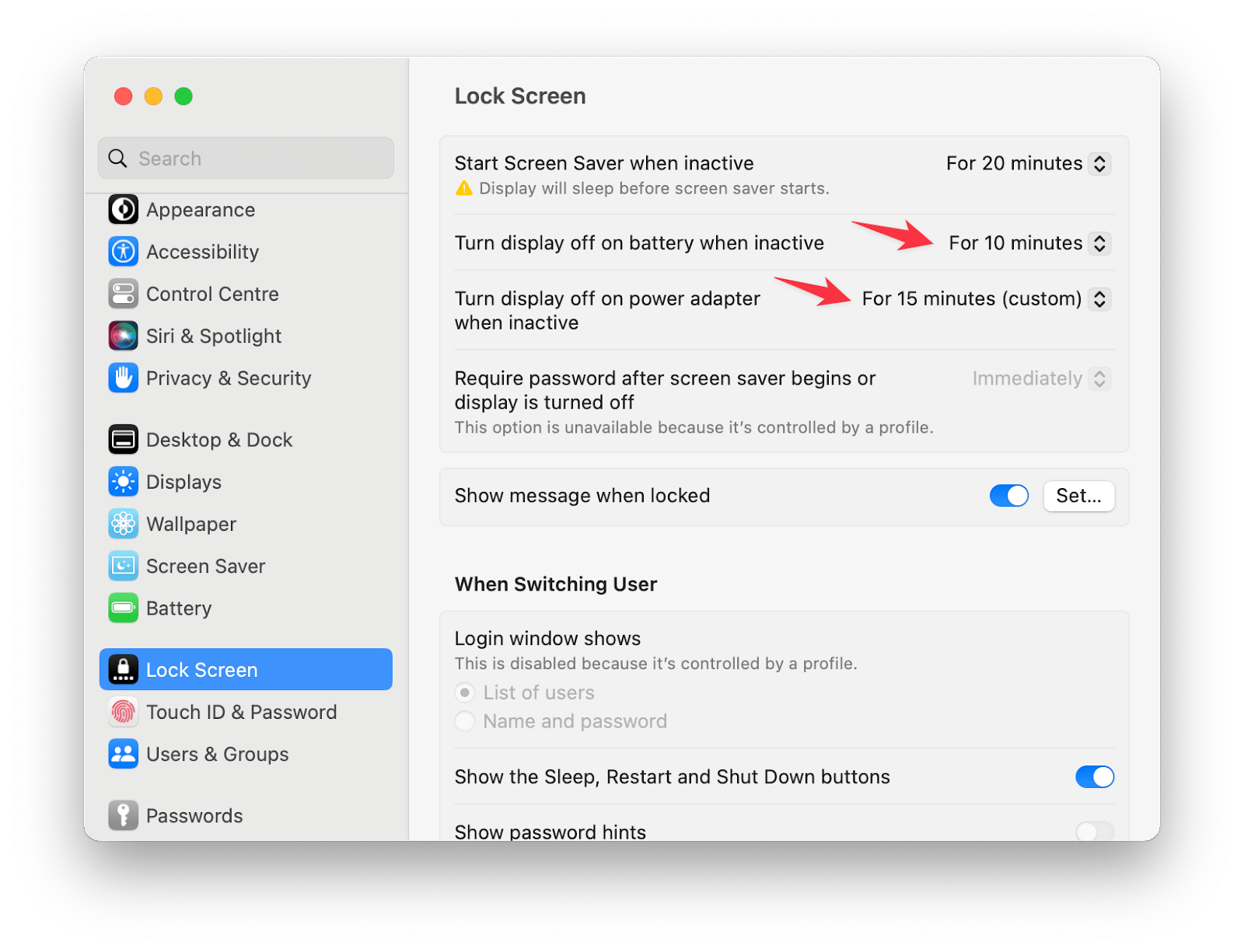 sleep time on macOS Ventura and macOS Sonoma