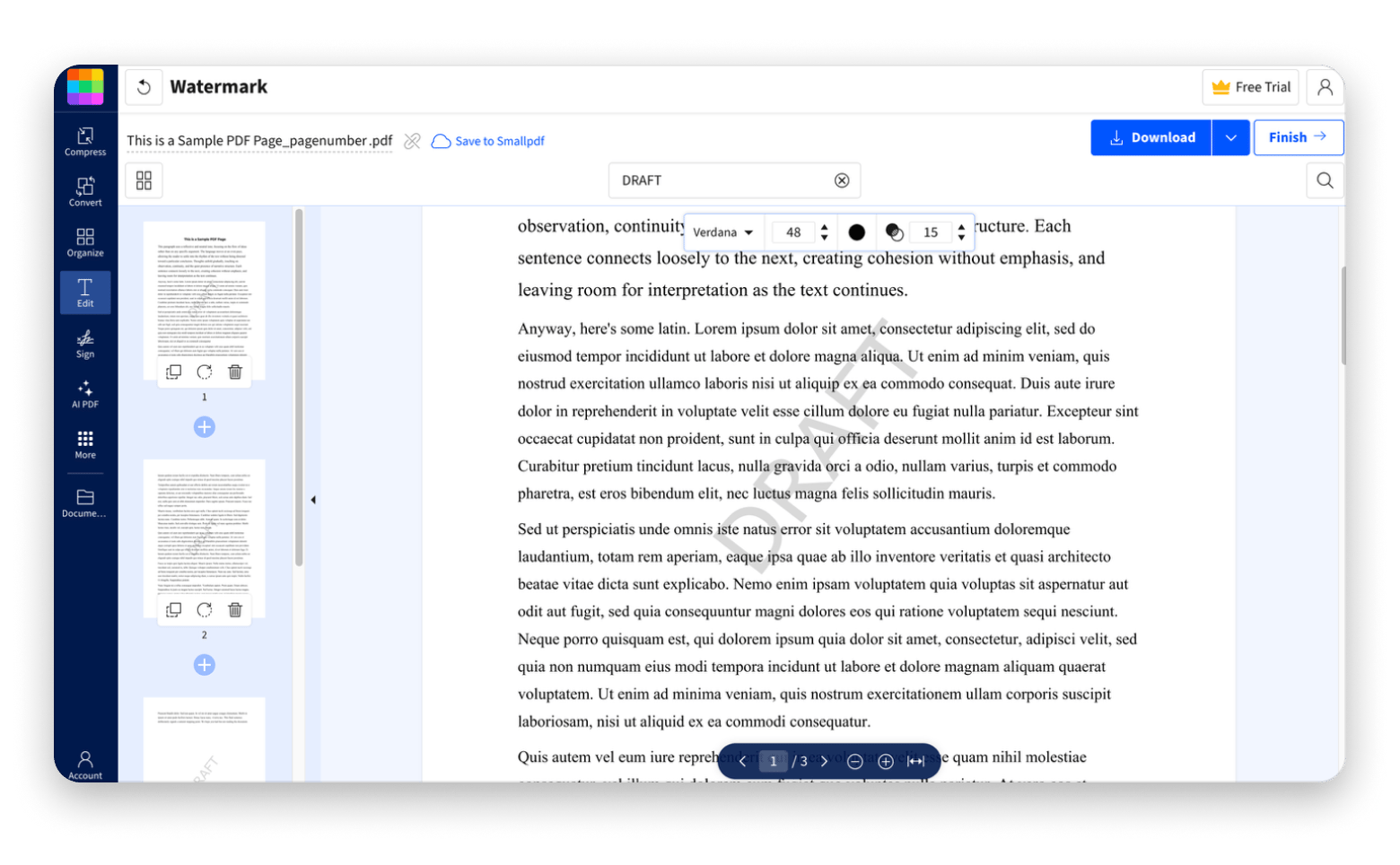 Adding a watermark using the smallpdf online tool Adding a watermark using the smallpdf online tool