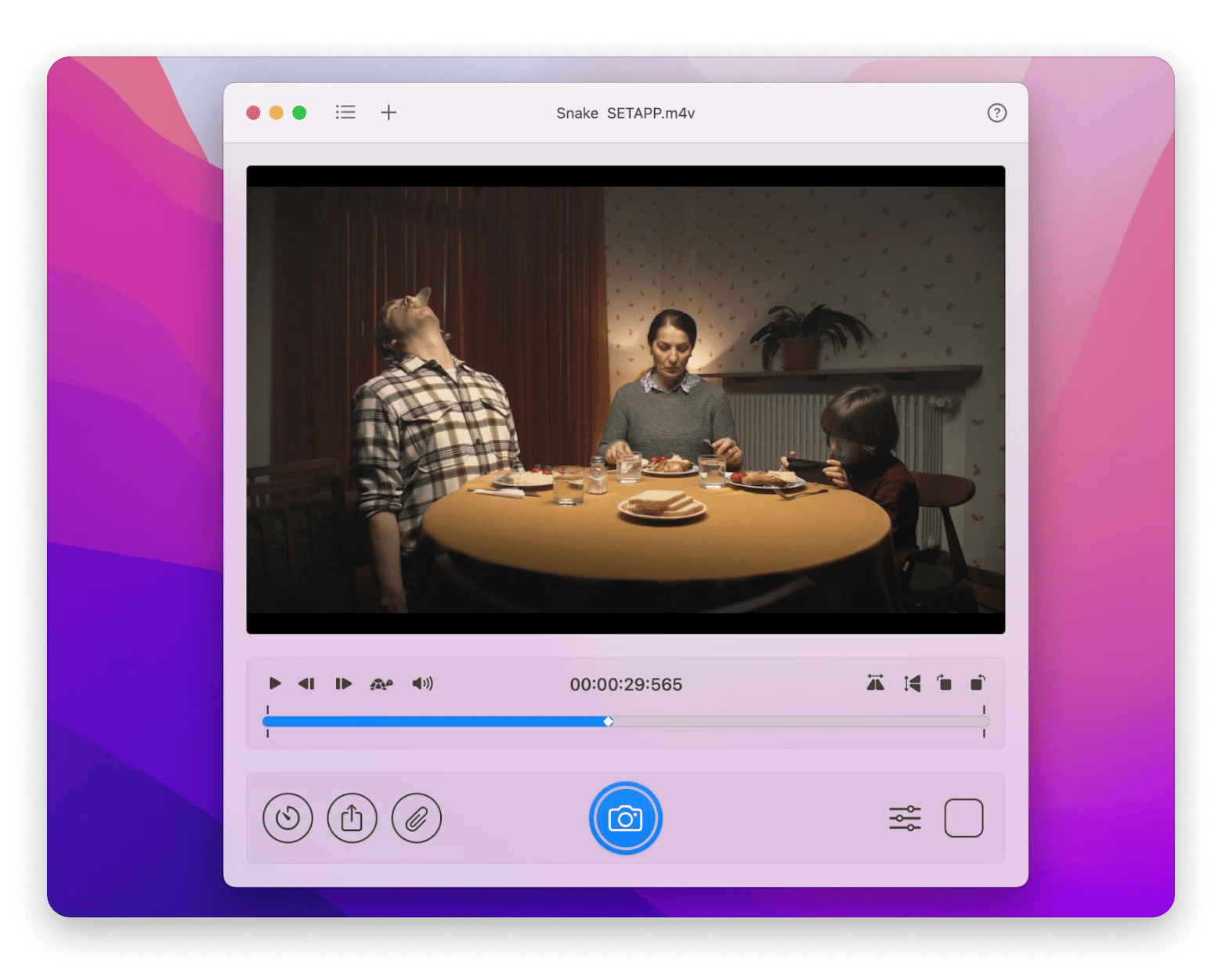 Interface do SnapMotion extraindo quadros de um vídeo no Mac, disponível no Setapp