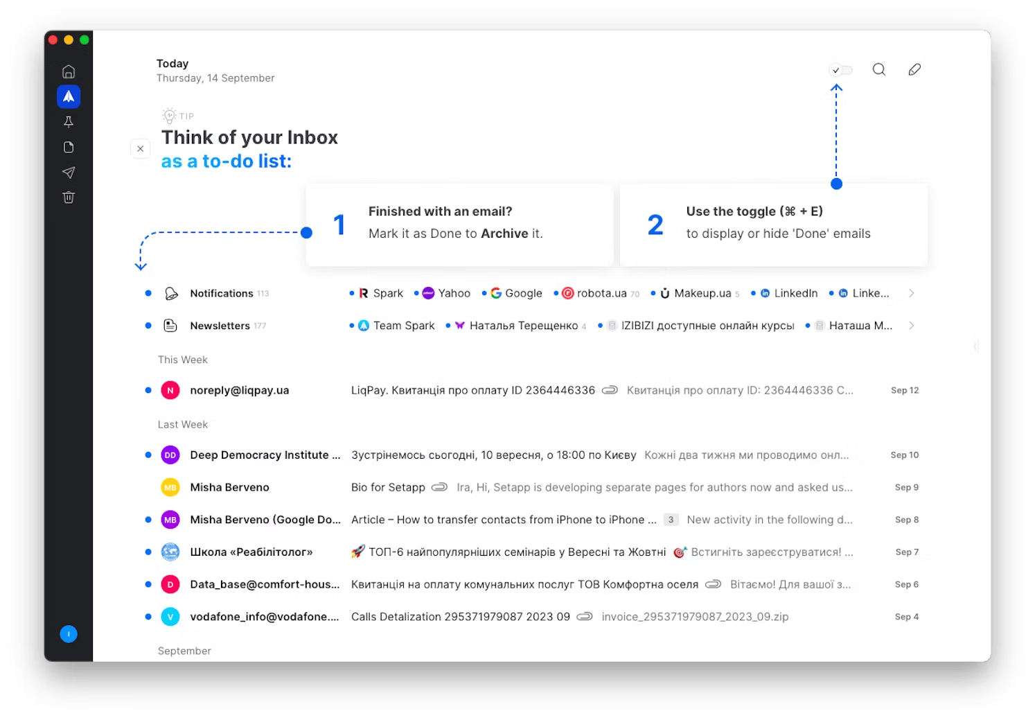 spark mail app inbox mac