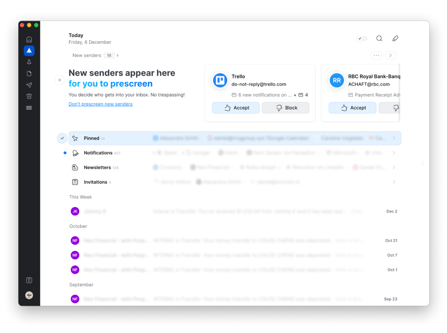 Spark mail interface