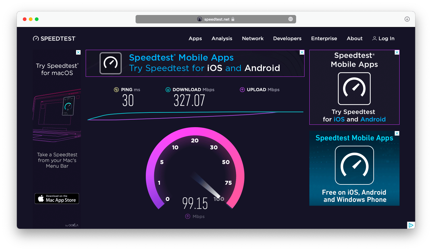 speedtest Mac internet