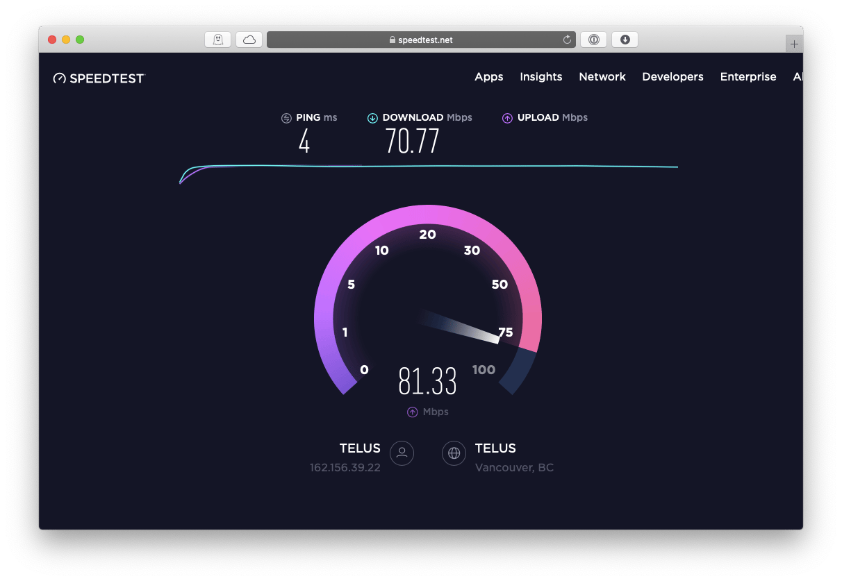 speedtest Mac WiFi signal speed Internet