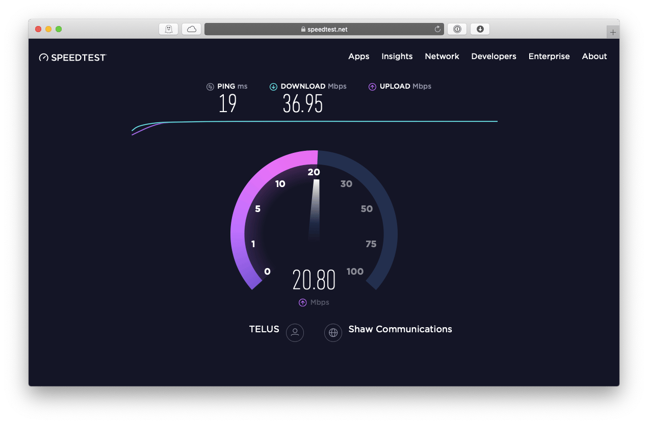 speedtest measure Internet speed Mac