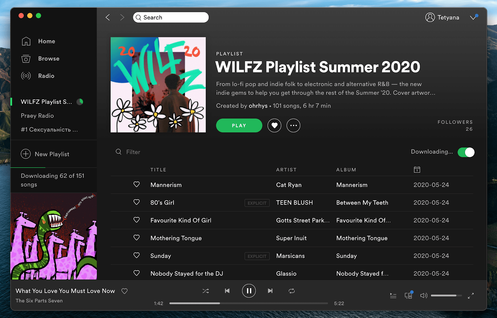 spotify web player playlist