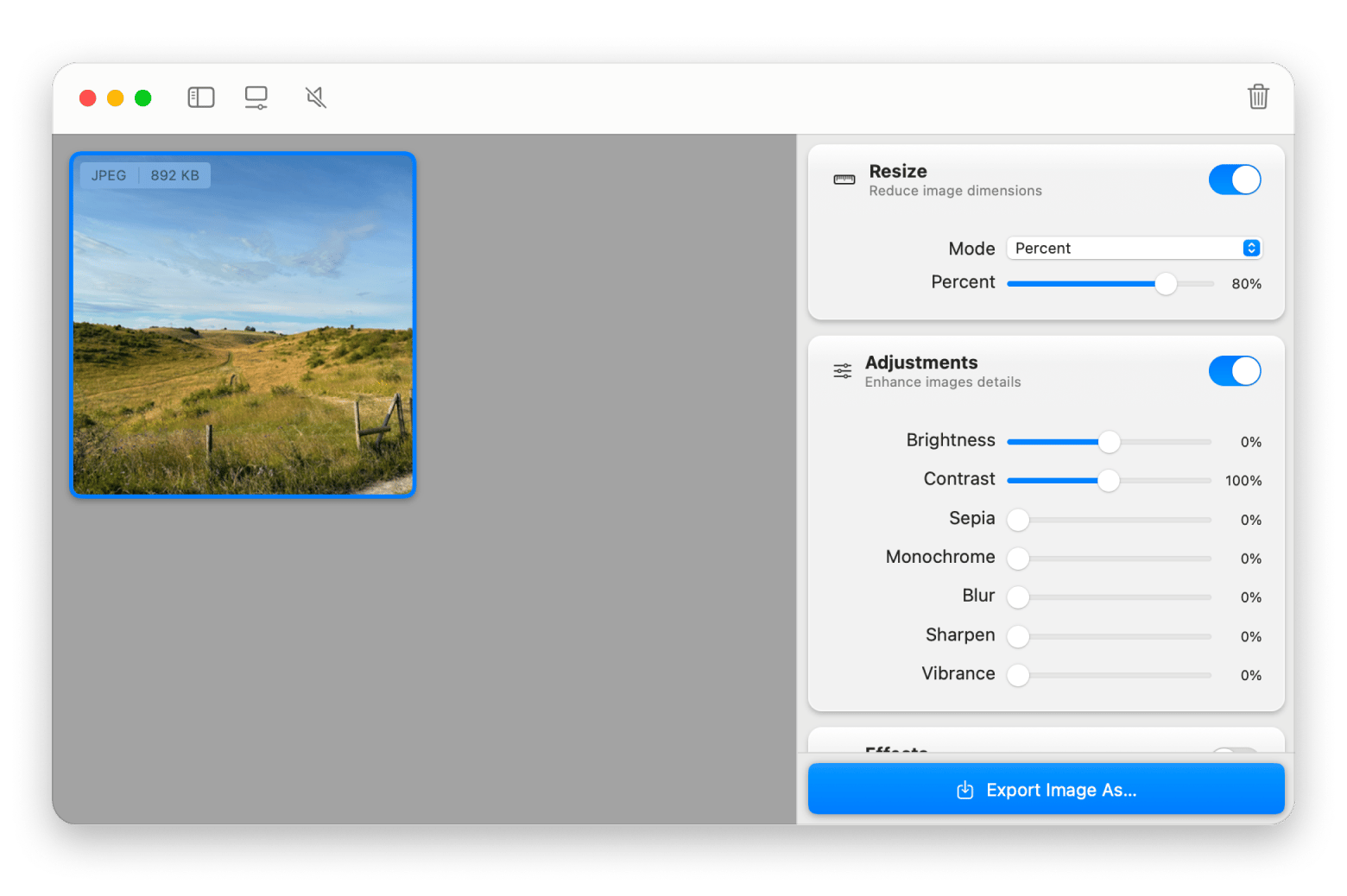 The interface of Squash, an image compression app available on Setapp