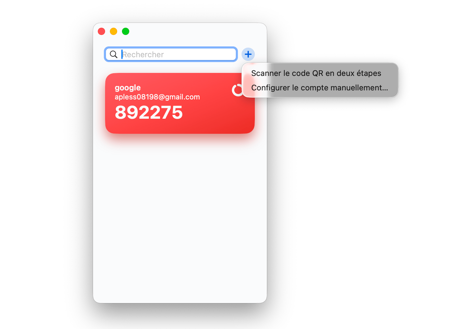 L'interface de Step Two affichant des codes de vérification à deux facteurs, une app de sécurité disponible sur Setapp