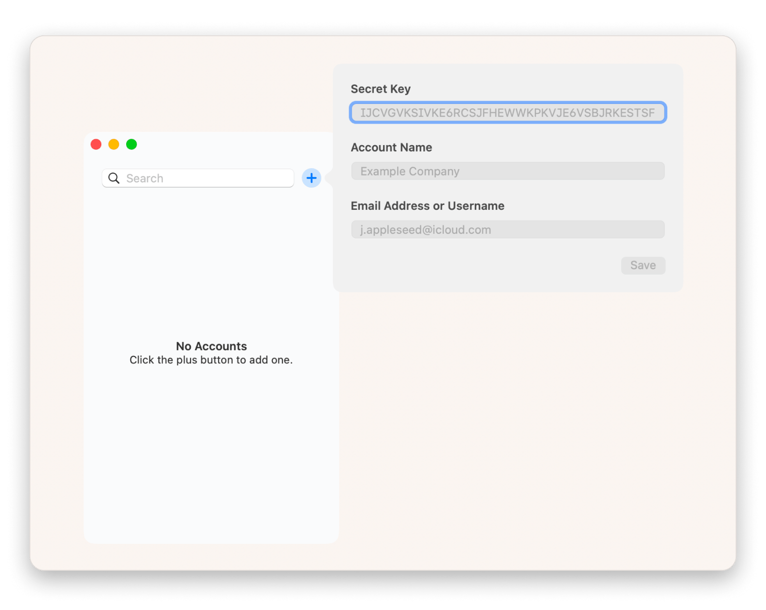 The interface of Step Two, a two-factor authentication app available on Setapp