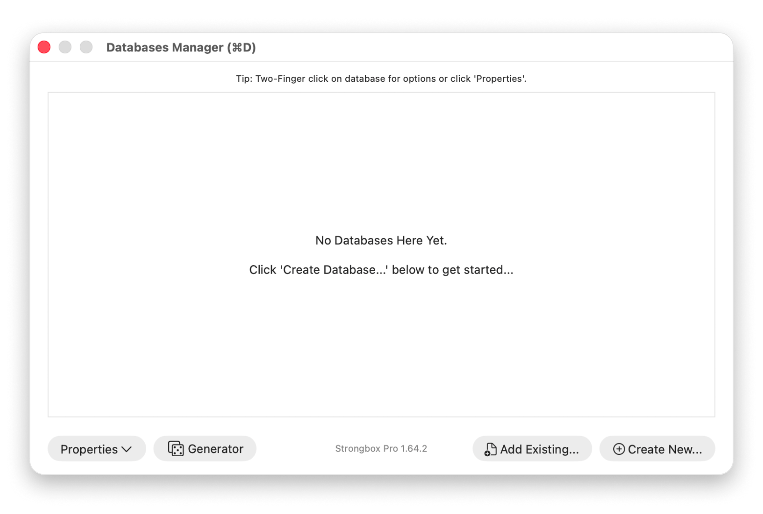 The interface of Strongbox, a password manager app that is available on Setapp