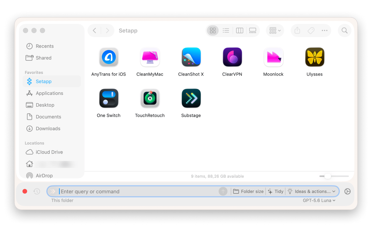 The command bar tab of Substage, a Terminal command automation app that is available on Setapp