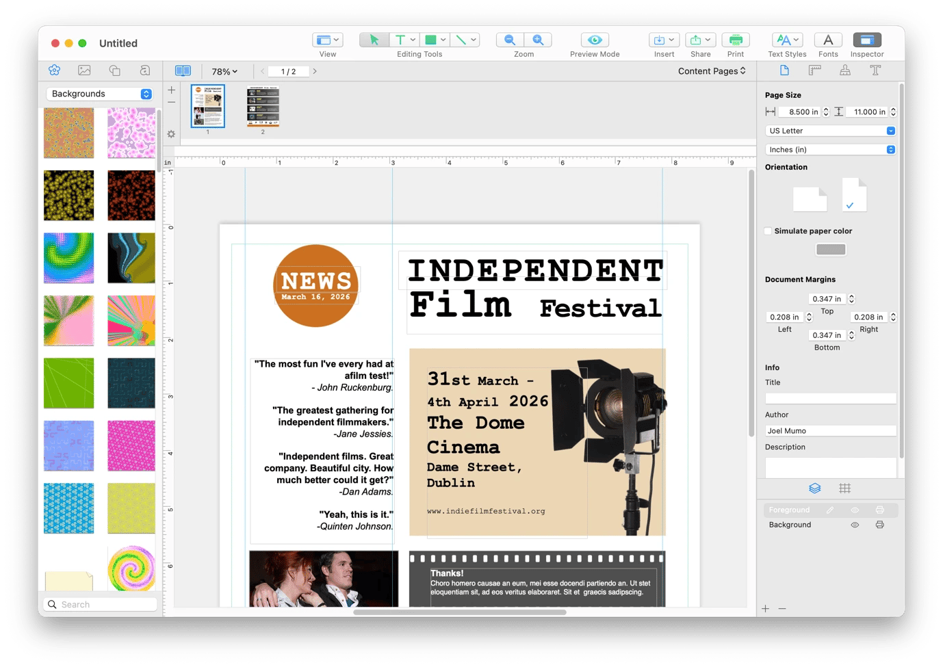 The interface of Swift Publisher, a publishing tool available on Setapp