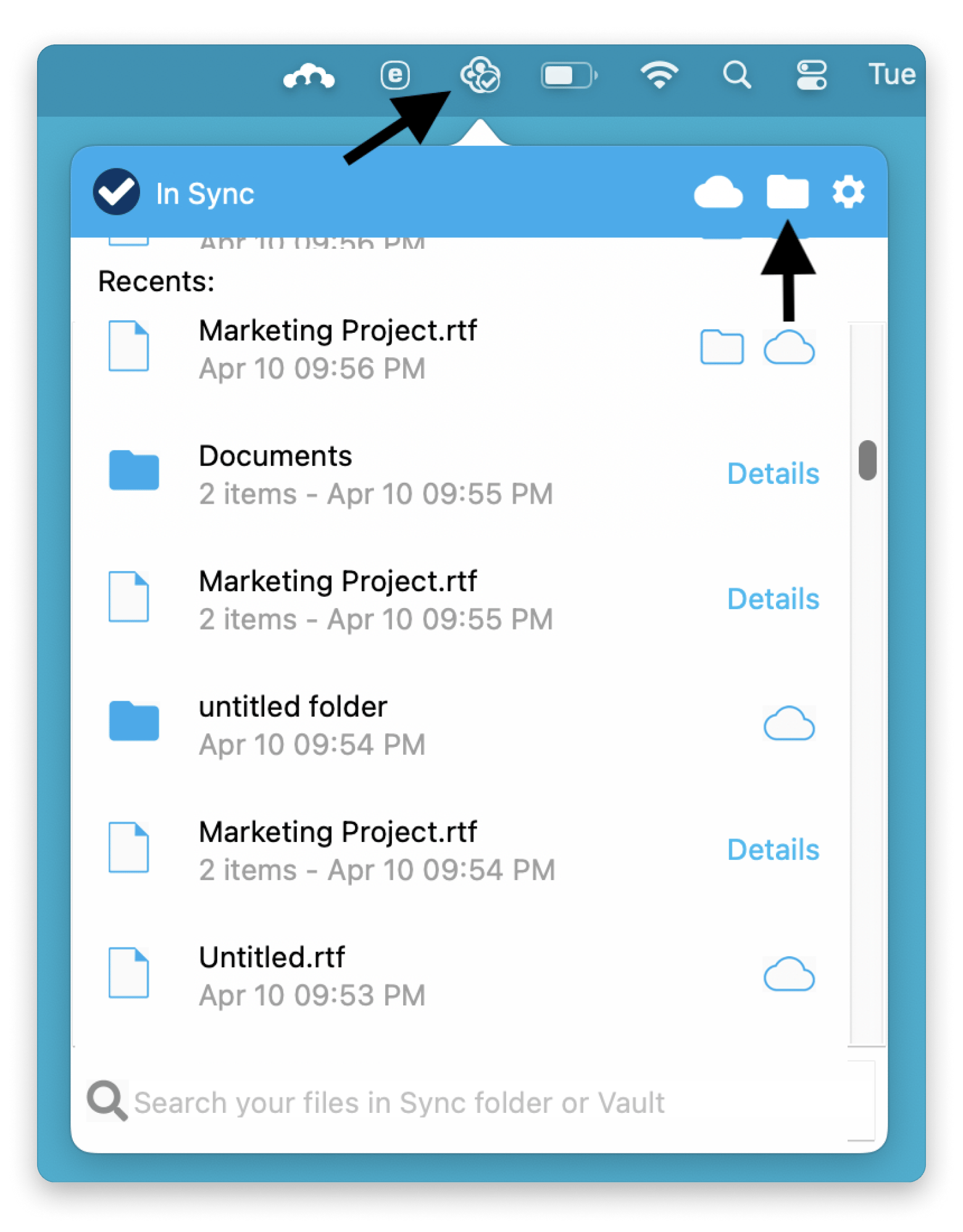 sync.com interface on Mac 
