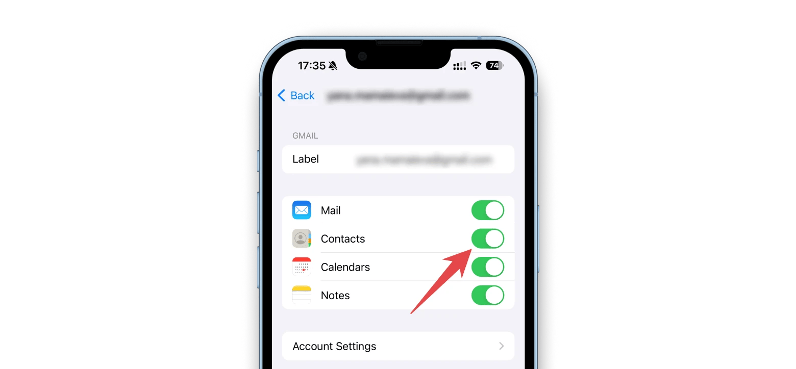 sync gmail contacts on iPhone