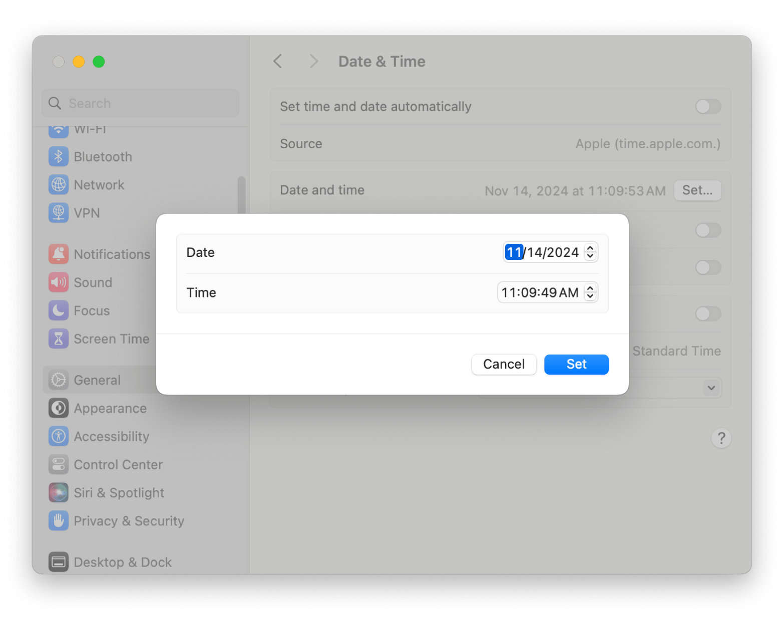 system settings manual date and time