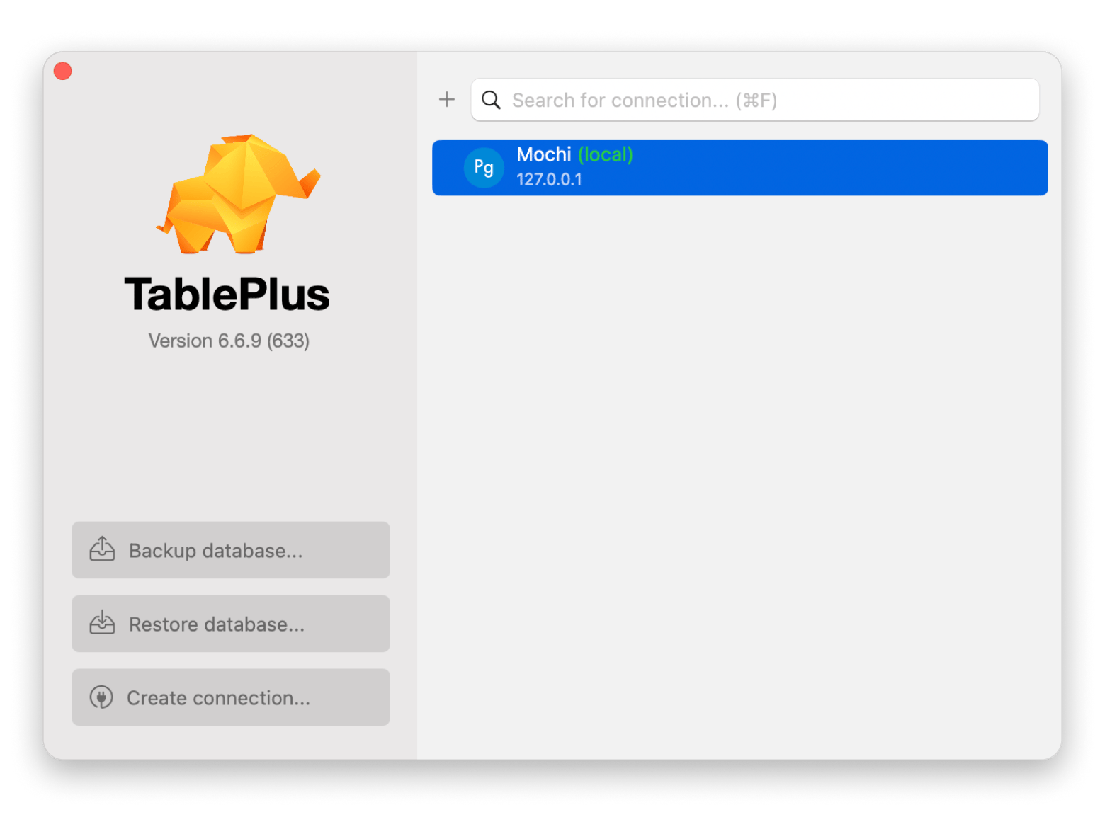 The interface of TablePlus, a database management app that is available on Setapp