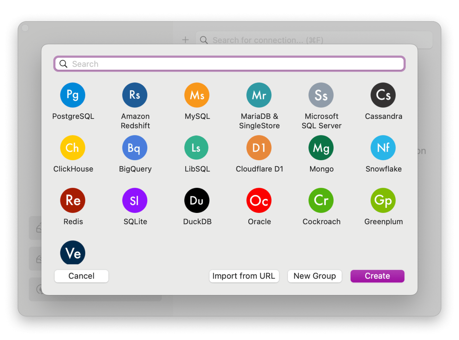 The database window of TablePlus, a database management app that is available on Setapp.