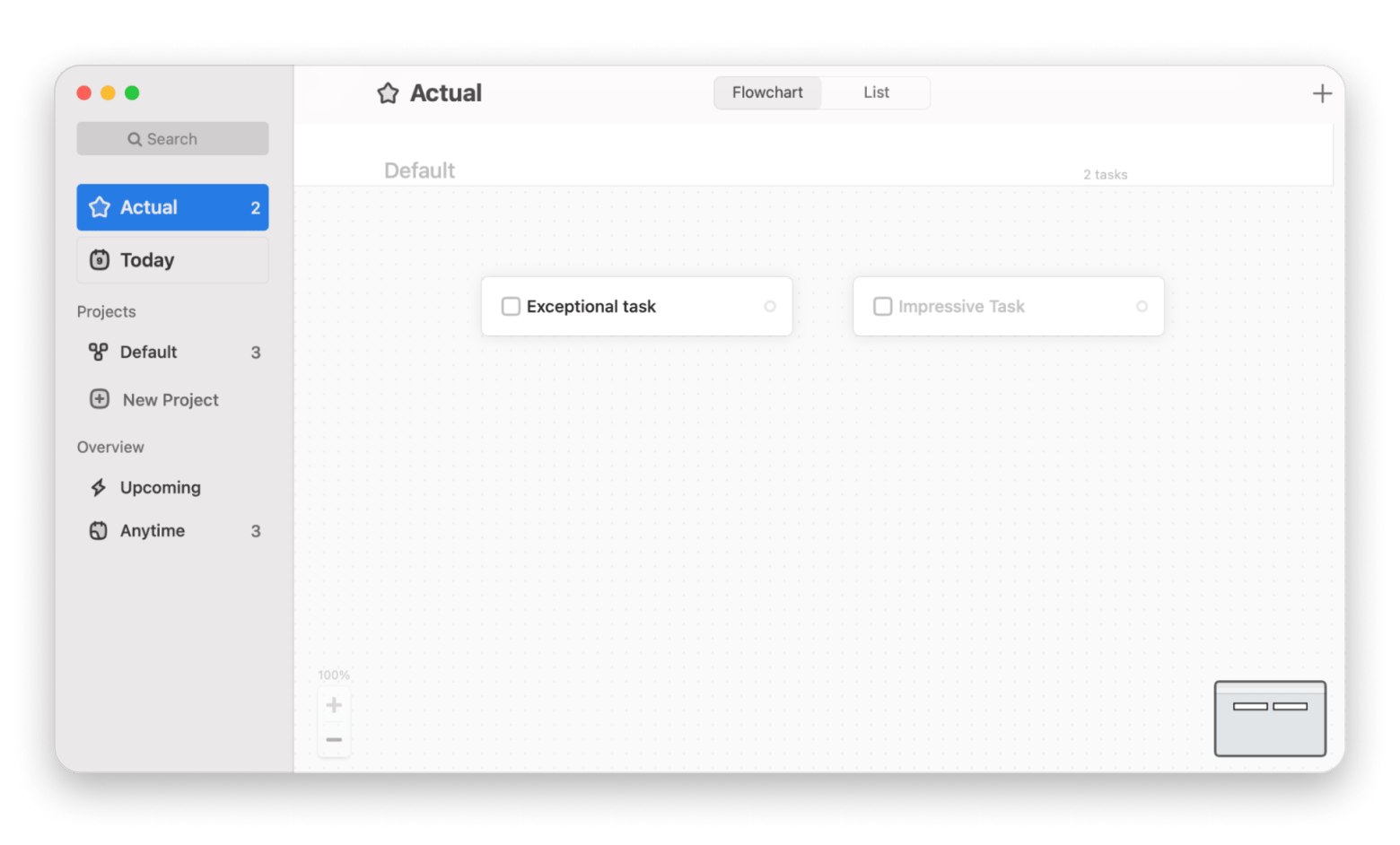 The mind-mapping visual flow of Taskheat, a visual planner app that is available on Setapp 