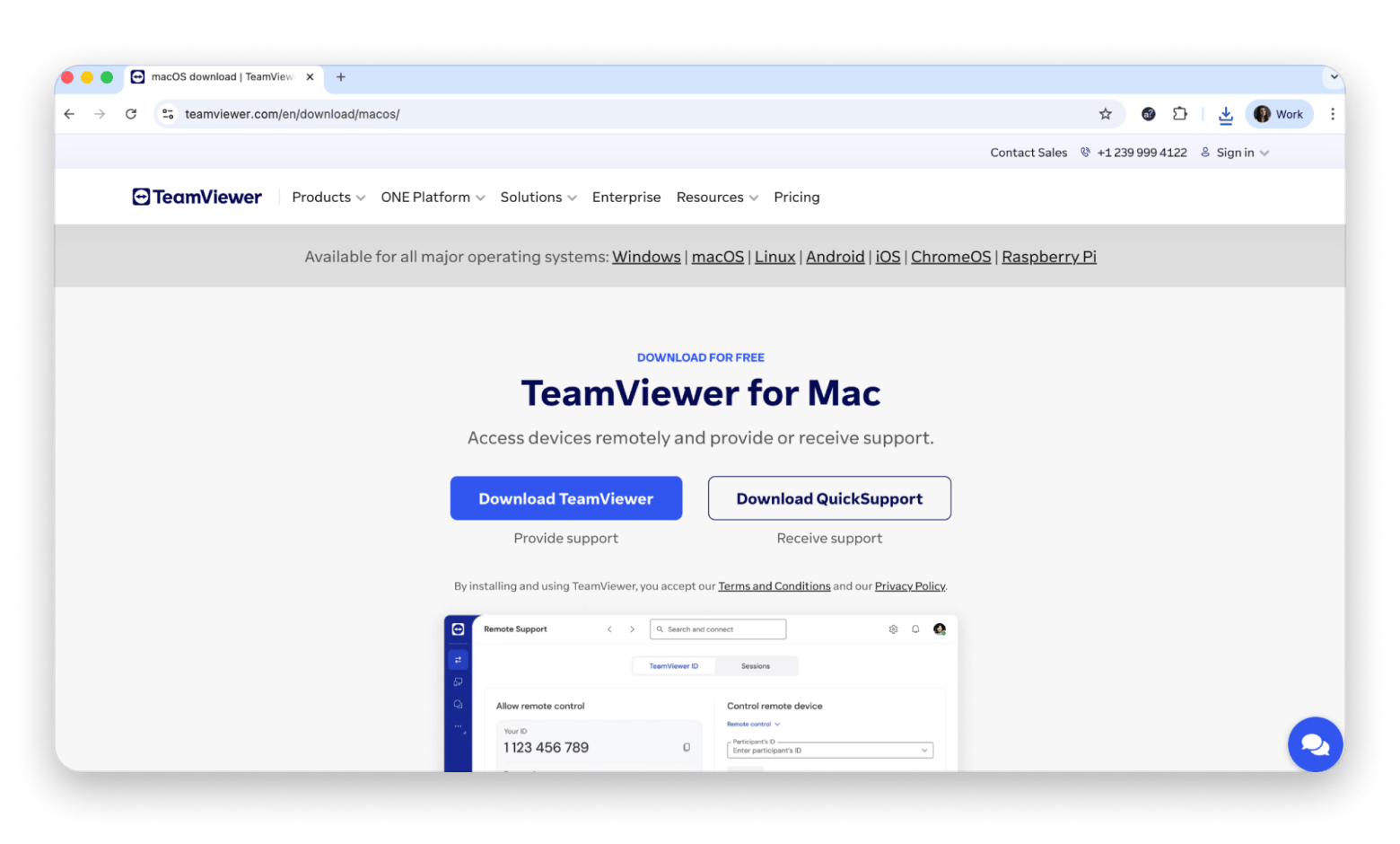 TeamViewer MacOS download page TeamViewer MacOS download page
