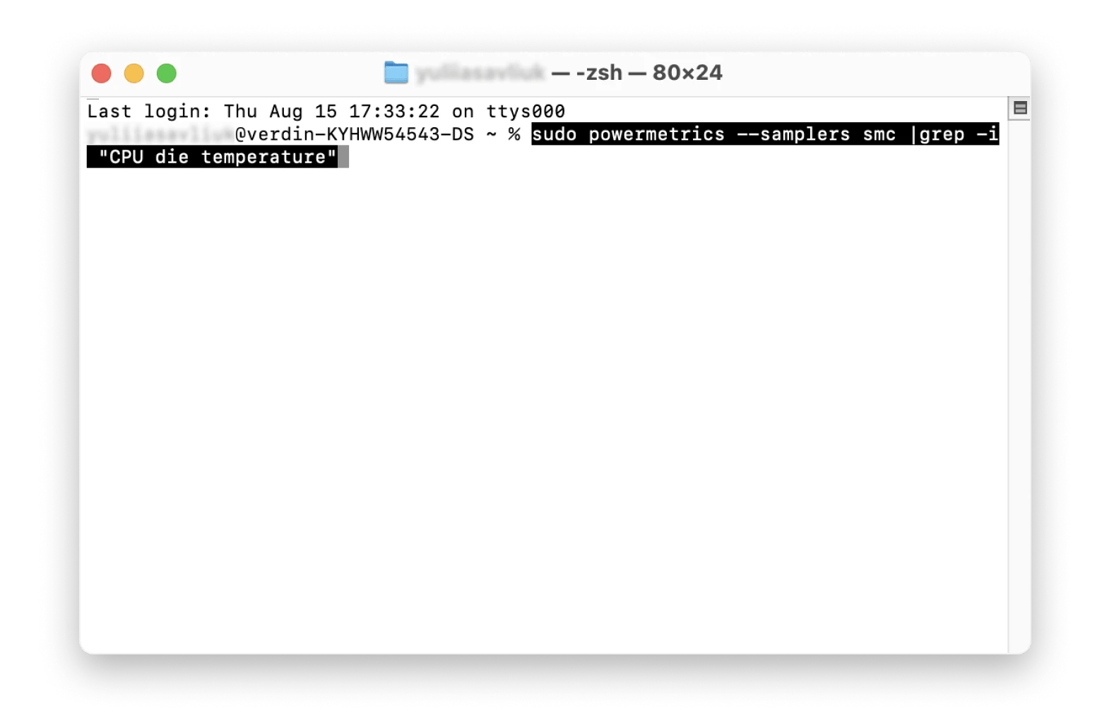 monitor CPU temperature with Terminal