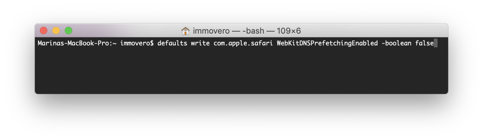 Disable DNS prefetching via Terminal