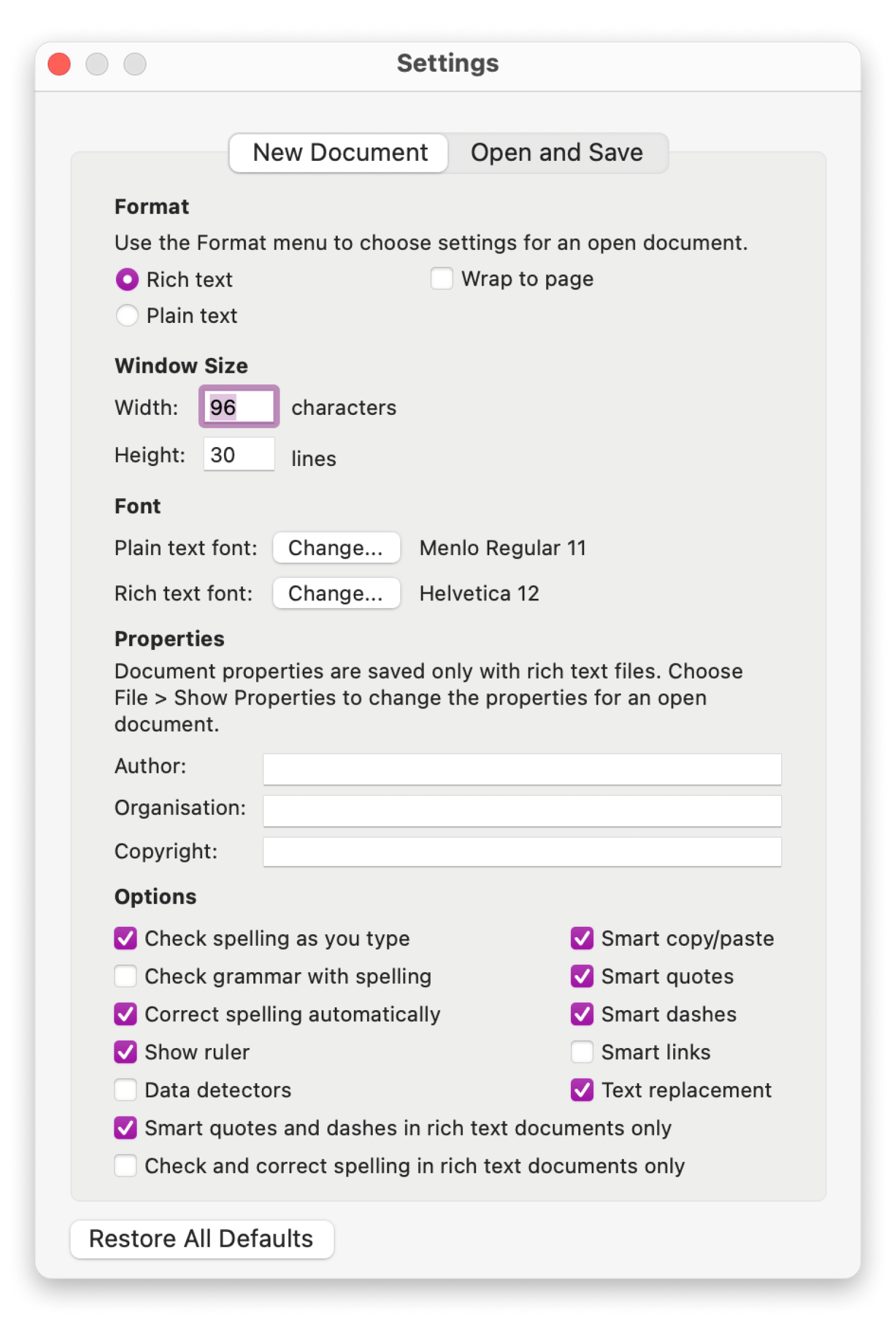 Textedit plain text mode mac