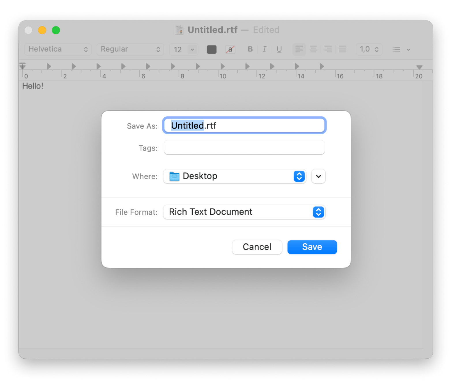 textedit save file to mac