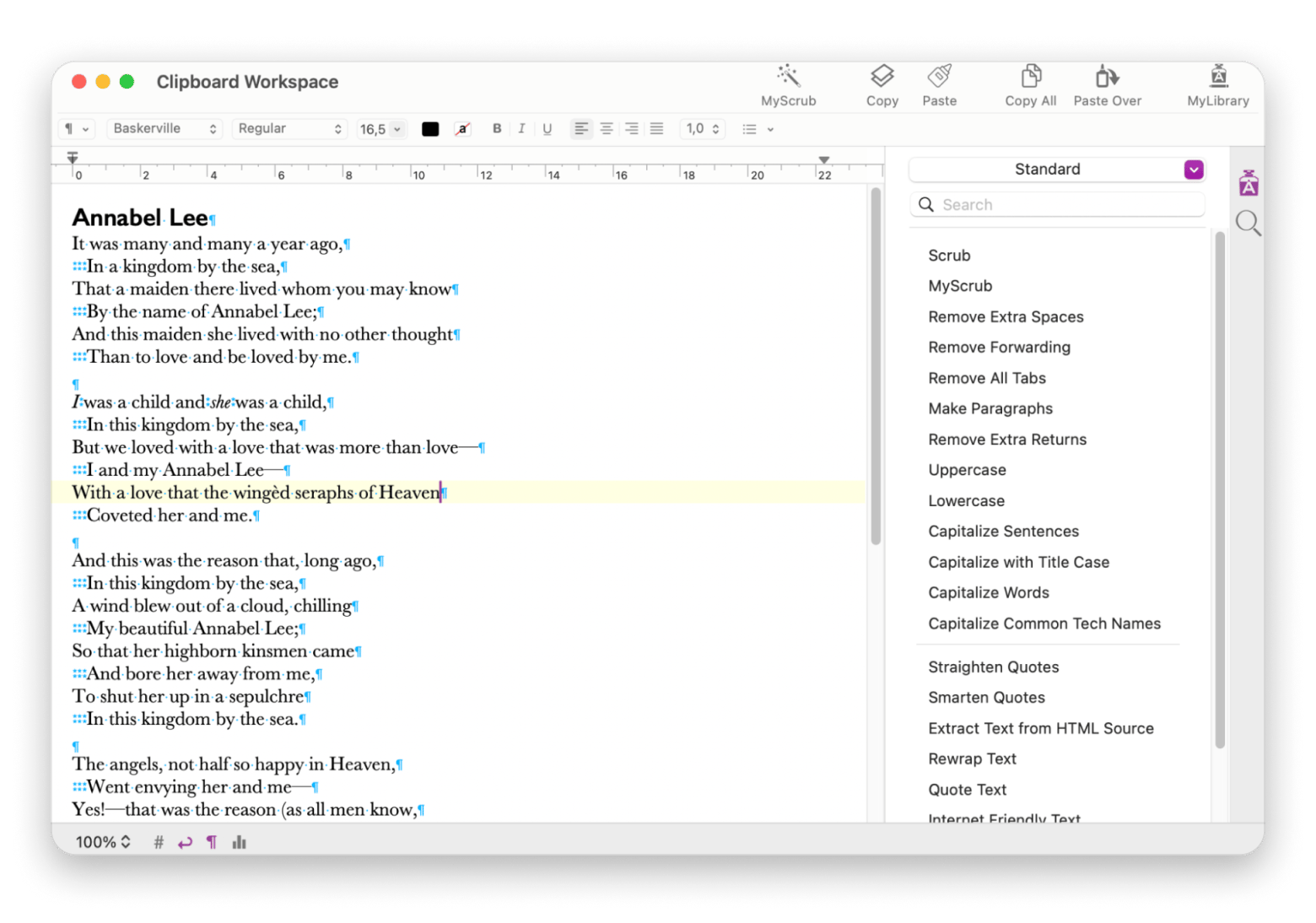 The Clipboard Workscape of TextSoap, a text editing app that is available on Setapp