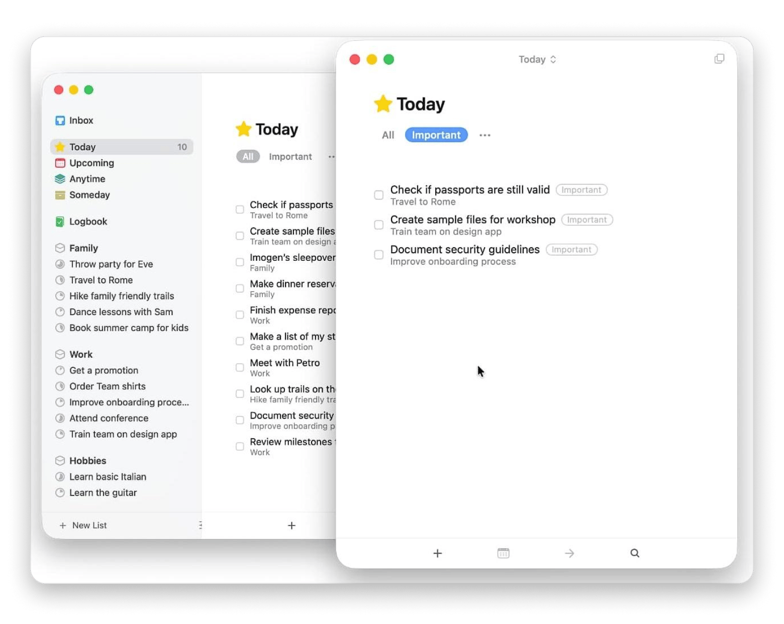 Things 3 - Mac interface  