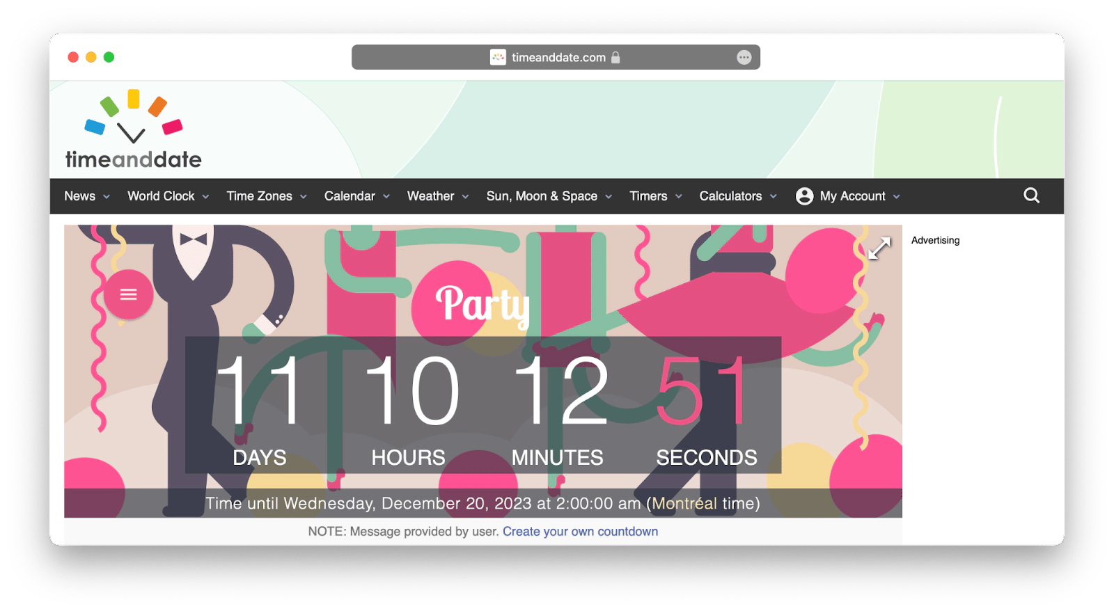 Time and Date countdown