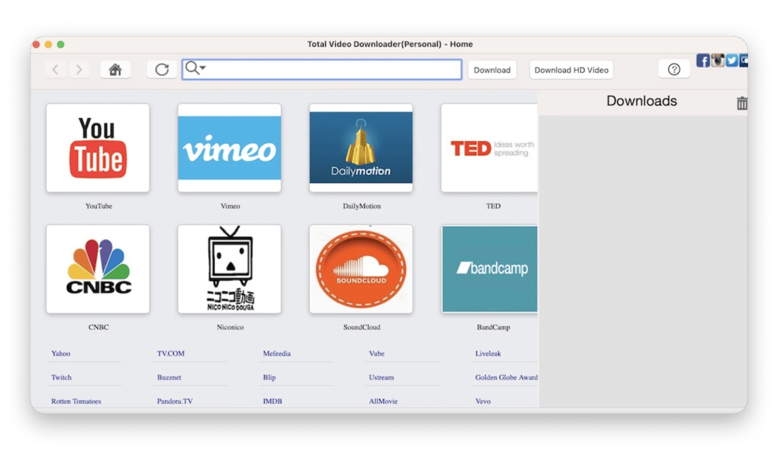 Total Video Downloader's in-app video search, a lightweight downloading app