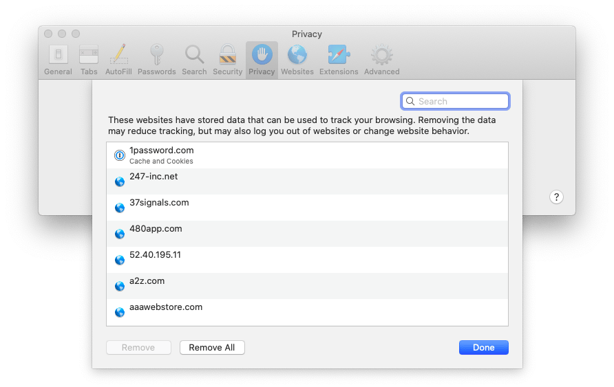 tracking cookies in Safari