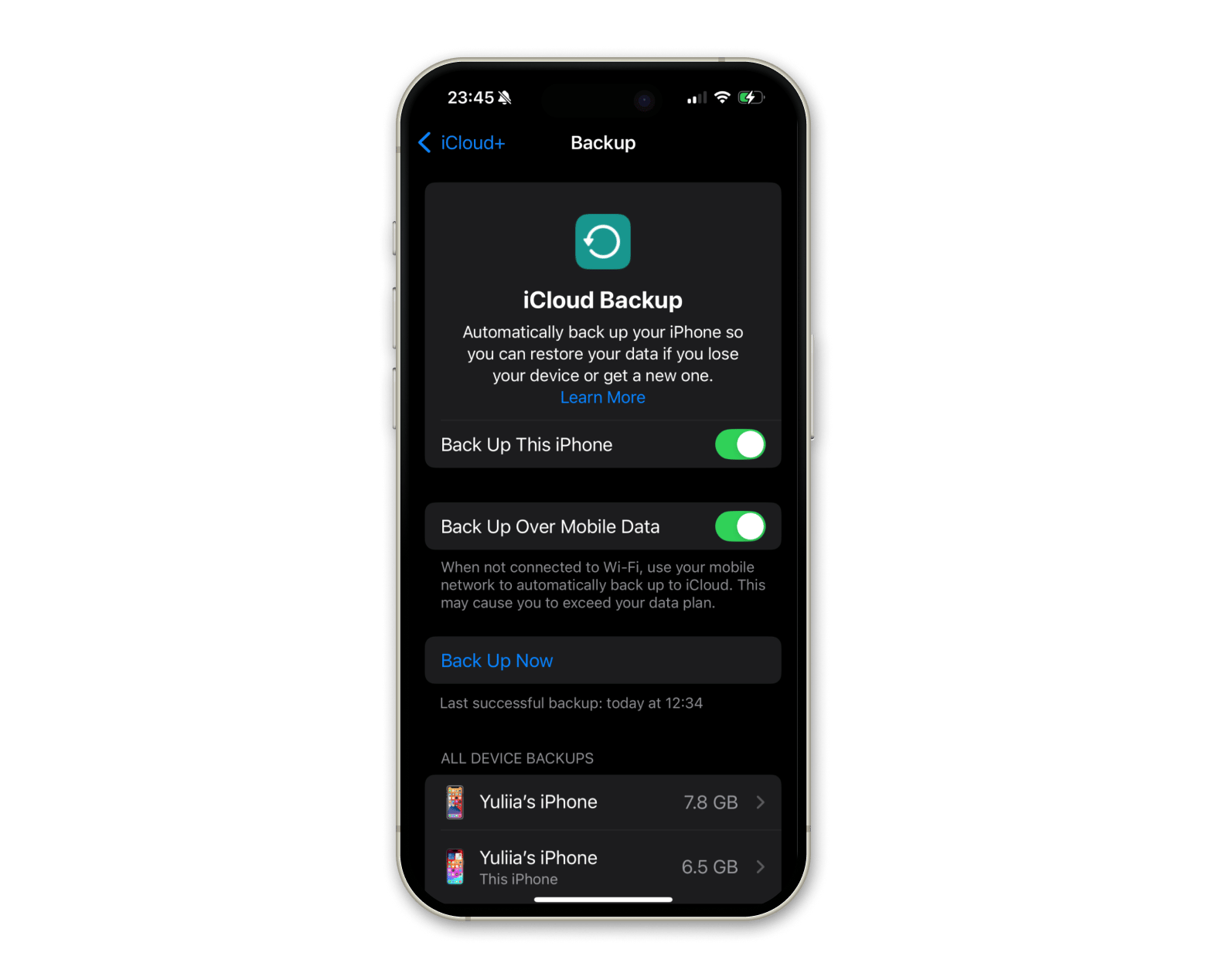 Transfer data using iCloud 