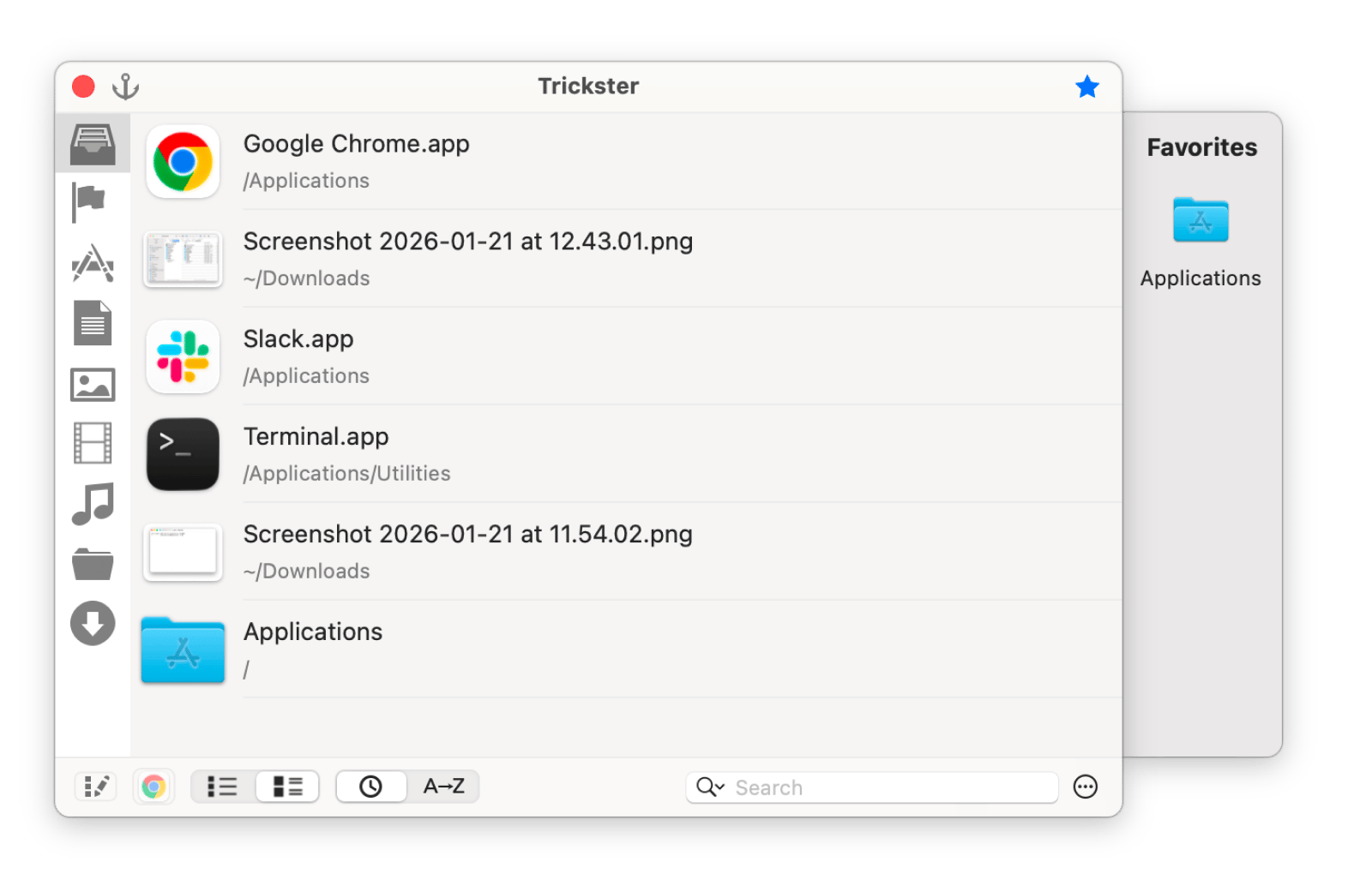 The main interface of Trickster, a file tracking tool that is available on Setapp