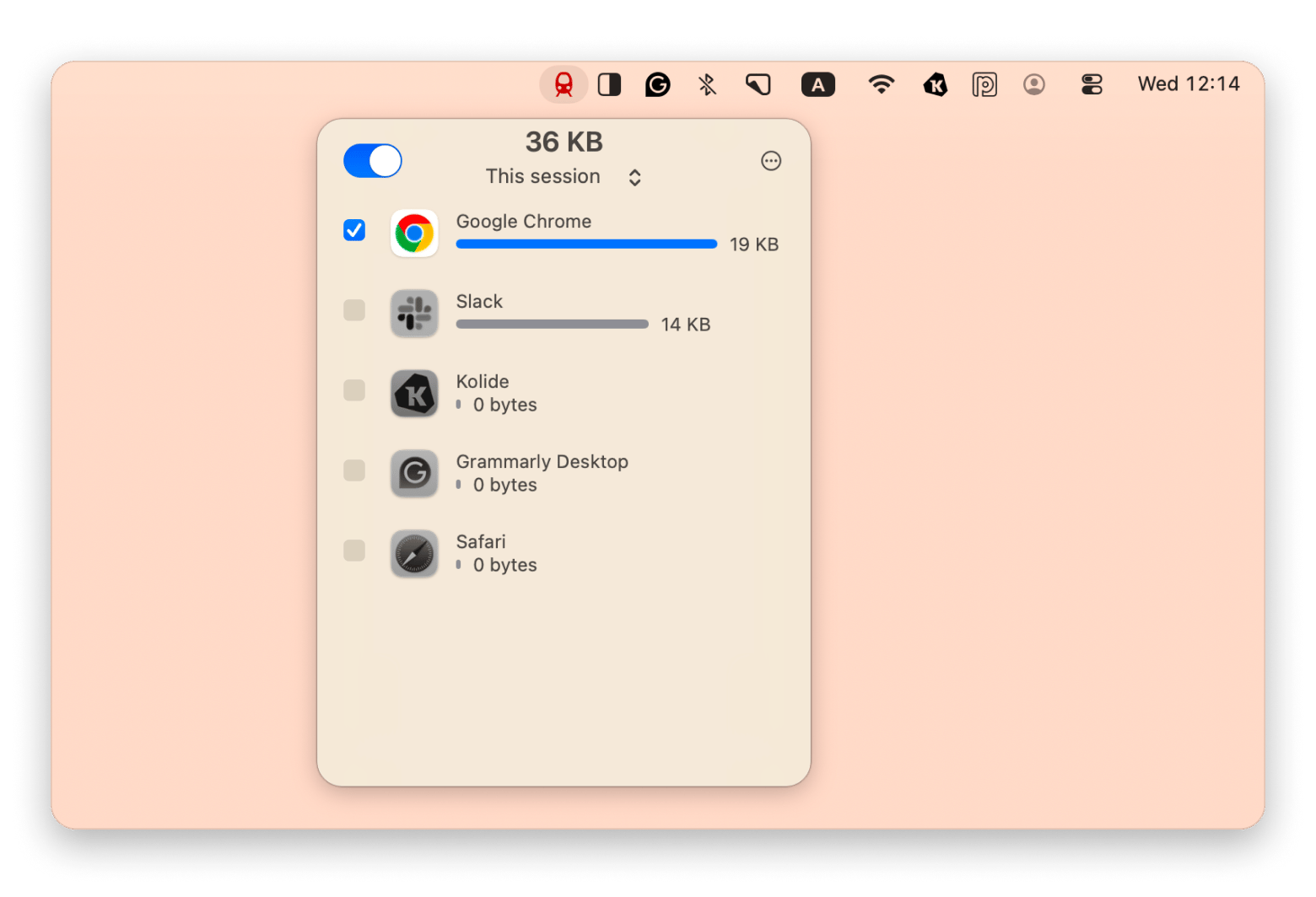 The interface of TripMode, a data usage control app that is available on Setapp.