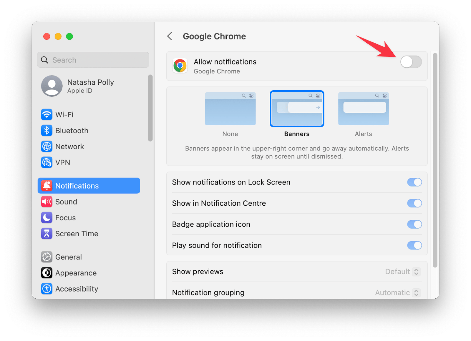 turn off google chrome notifications