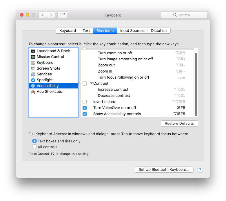 turn off VoiceOver shortcut