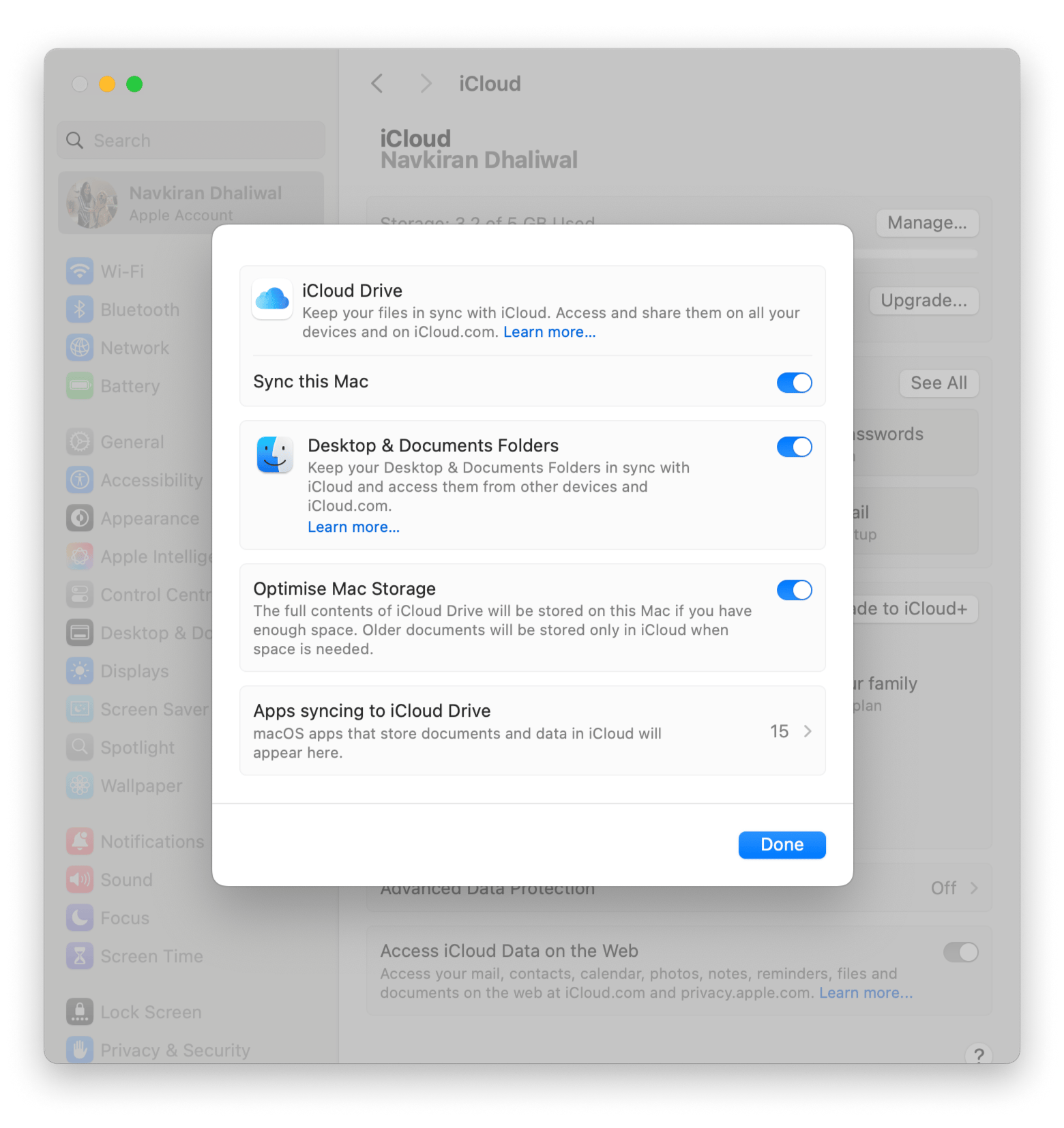 turn on iCloud Drive sync