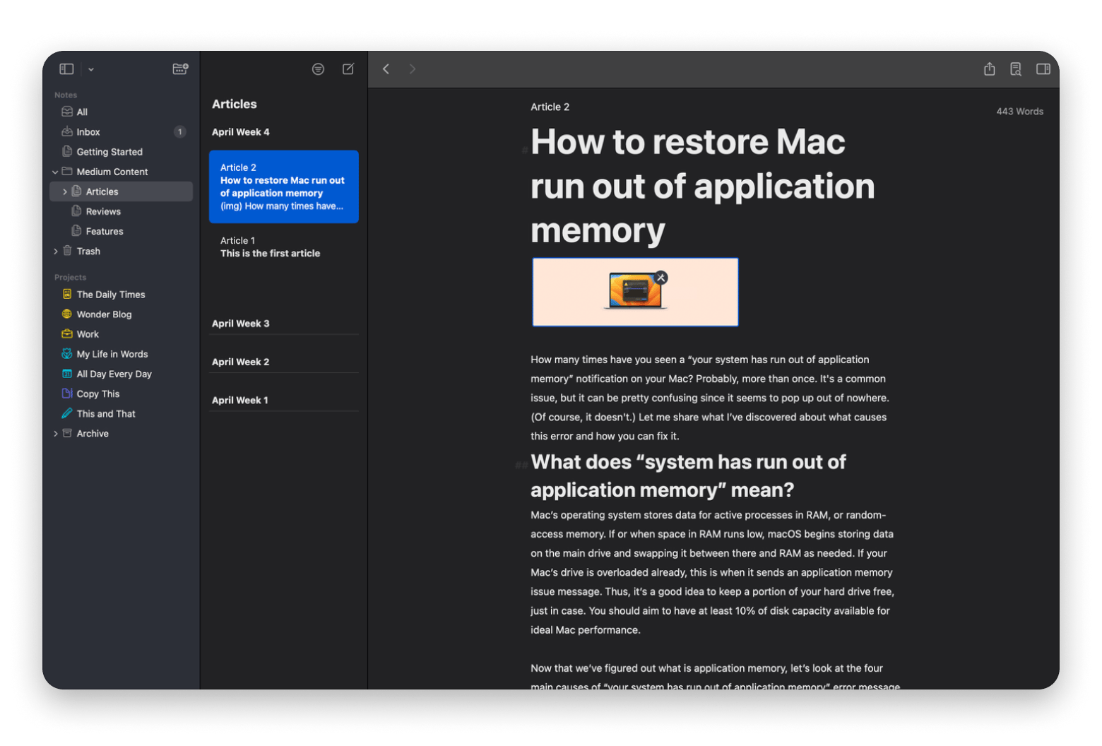 Writing an article on Ulysses, a writing app available on Setapp.