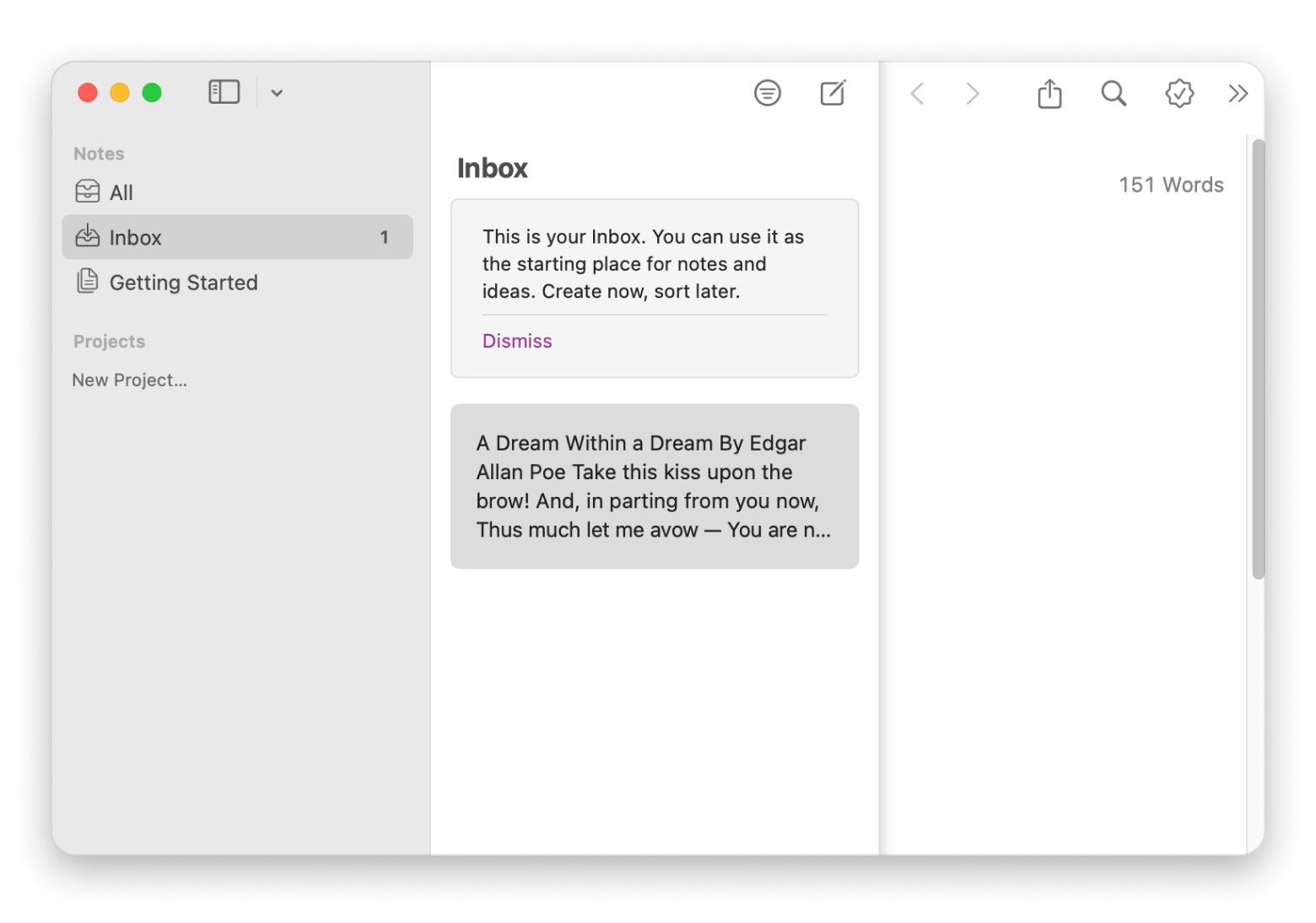 The Inbox tab of Ulysses, a writing and editing app that is available on Setapp