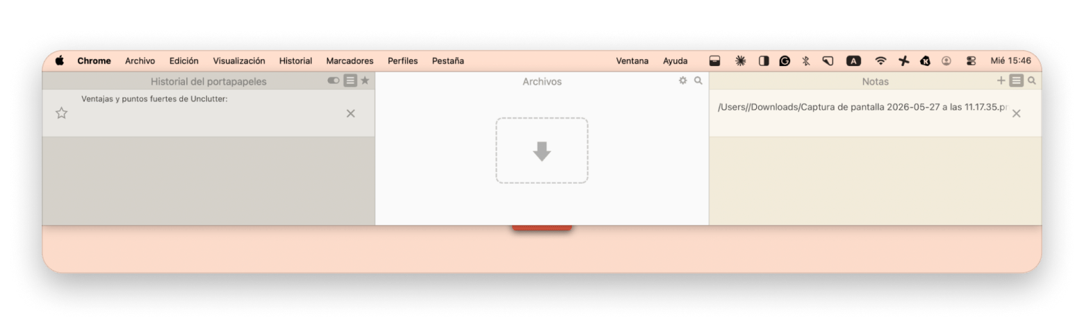Panel deslizante de Unclutter, app de escritorio disponible en Setapp Panel deslizante de Unclutter, app de escritorio disponible en Setapp