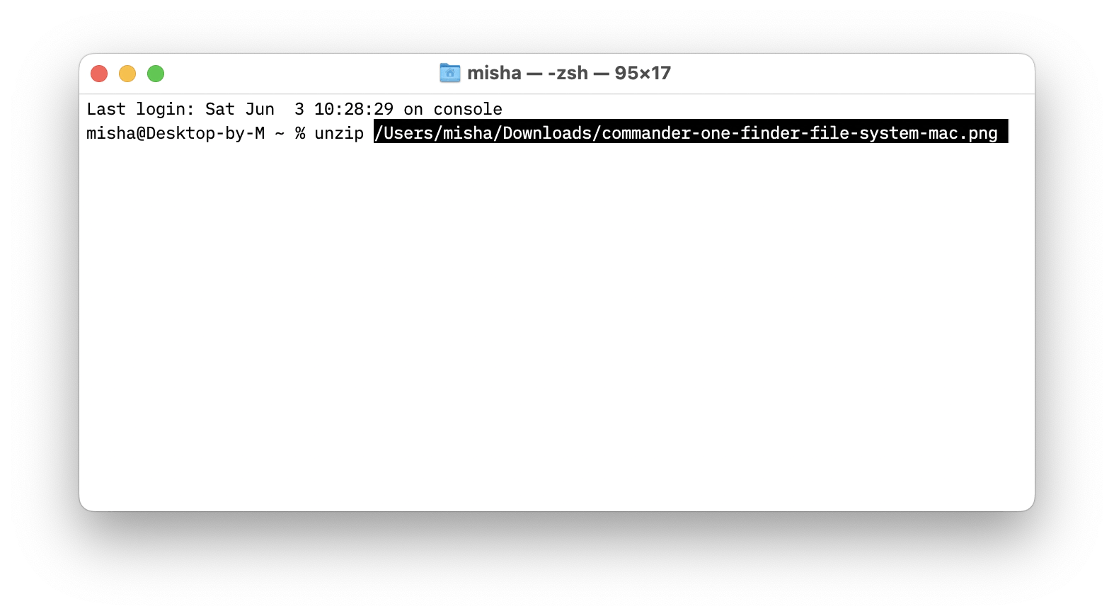 unzip files and folders using Terminal