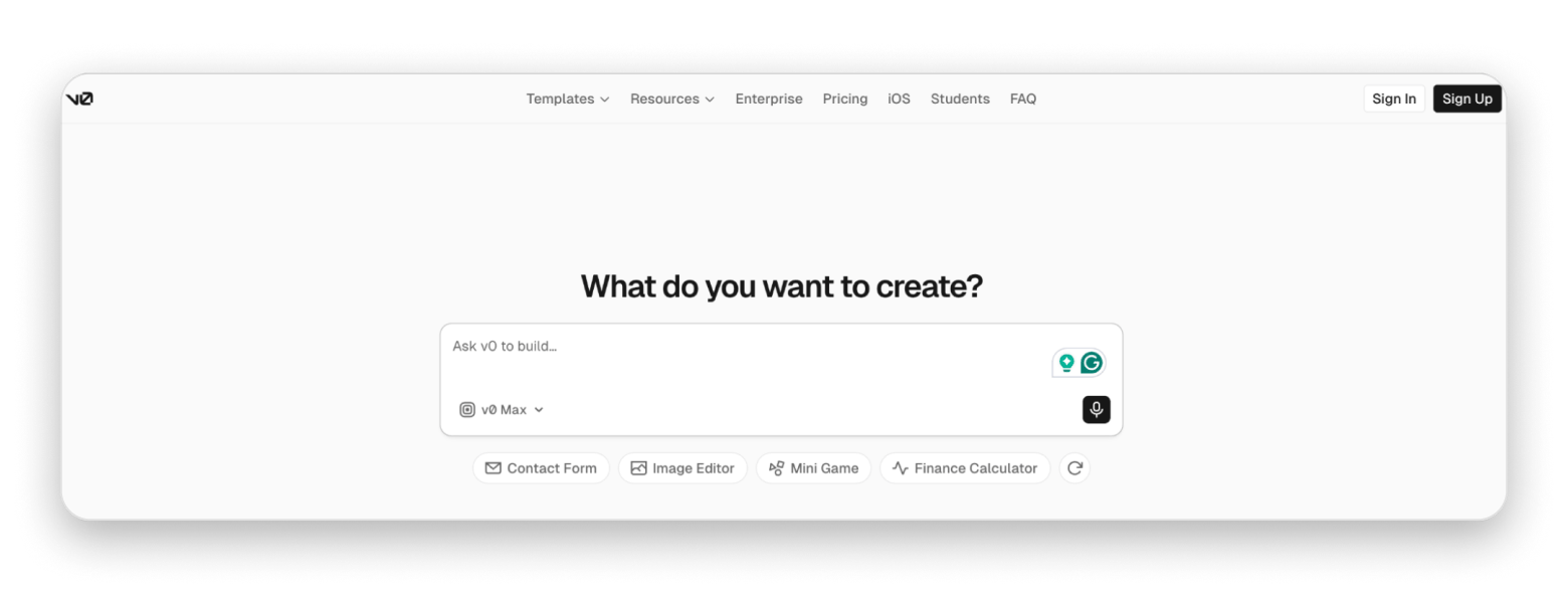 vercel vibe coding tool