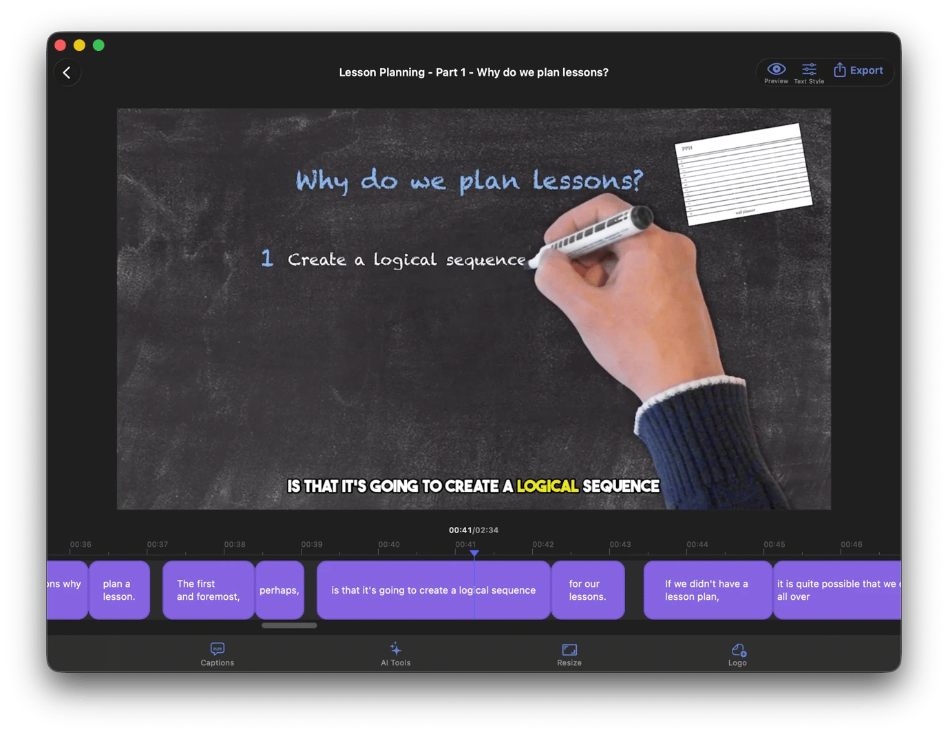 Captioning a video on VidCap, a captioning app available on Setapp