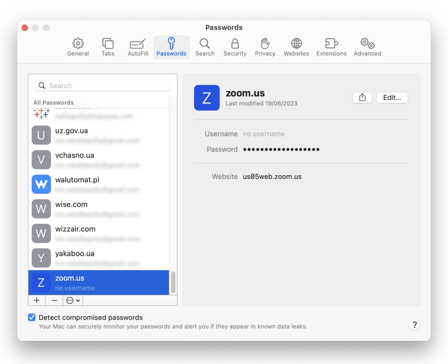 find saved passwords in Safari