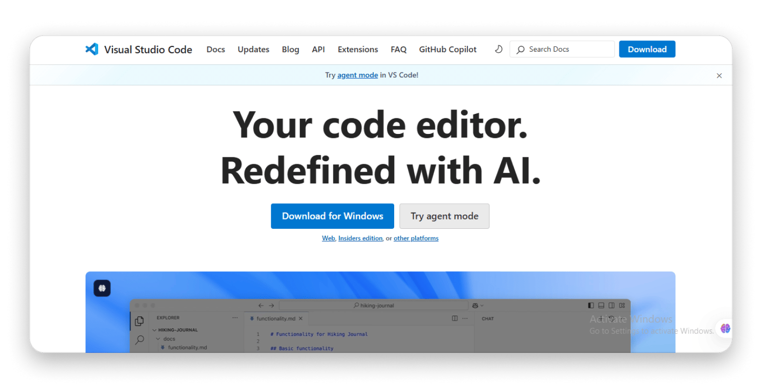 VSCode web screenshot