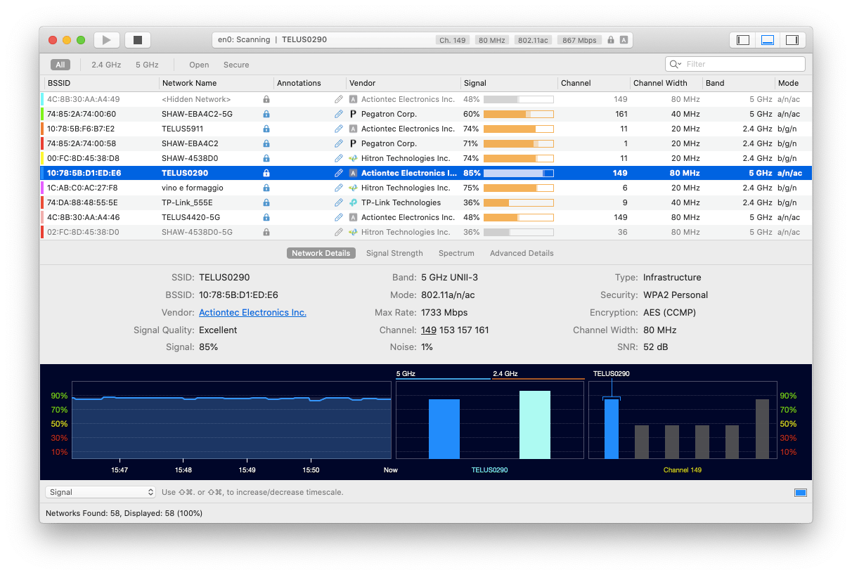 WiFi Explorer monitor home network